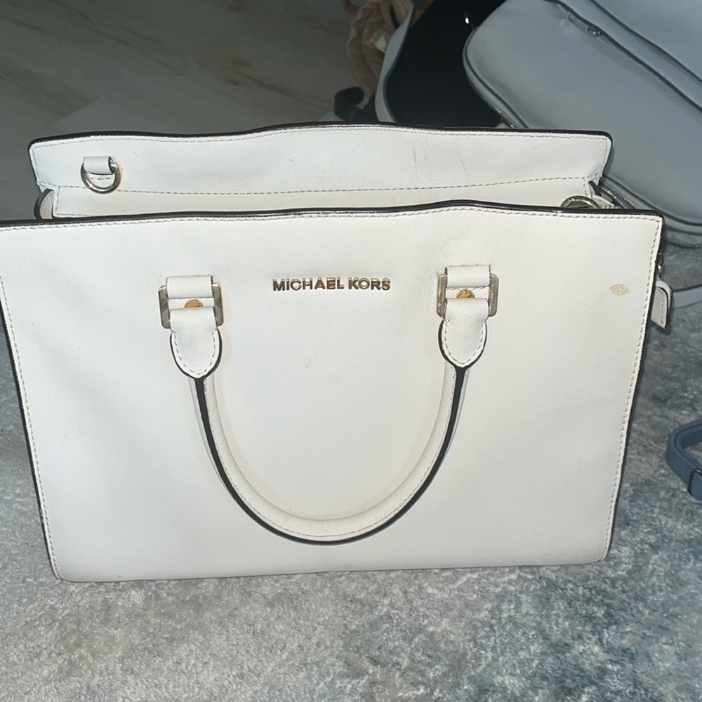 MK Vintage White Delma Top Zip Satchel